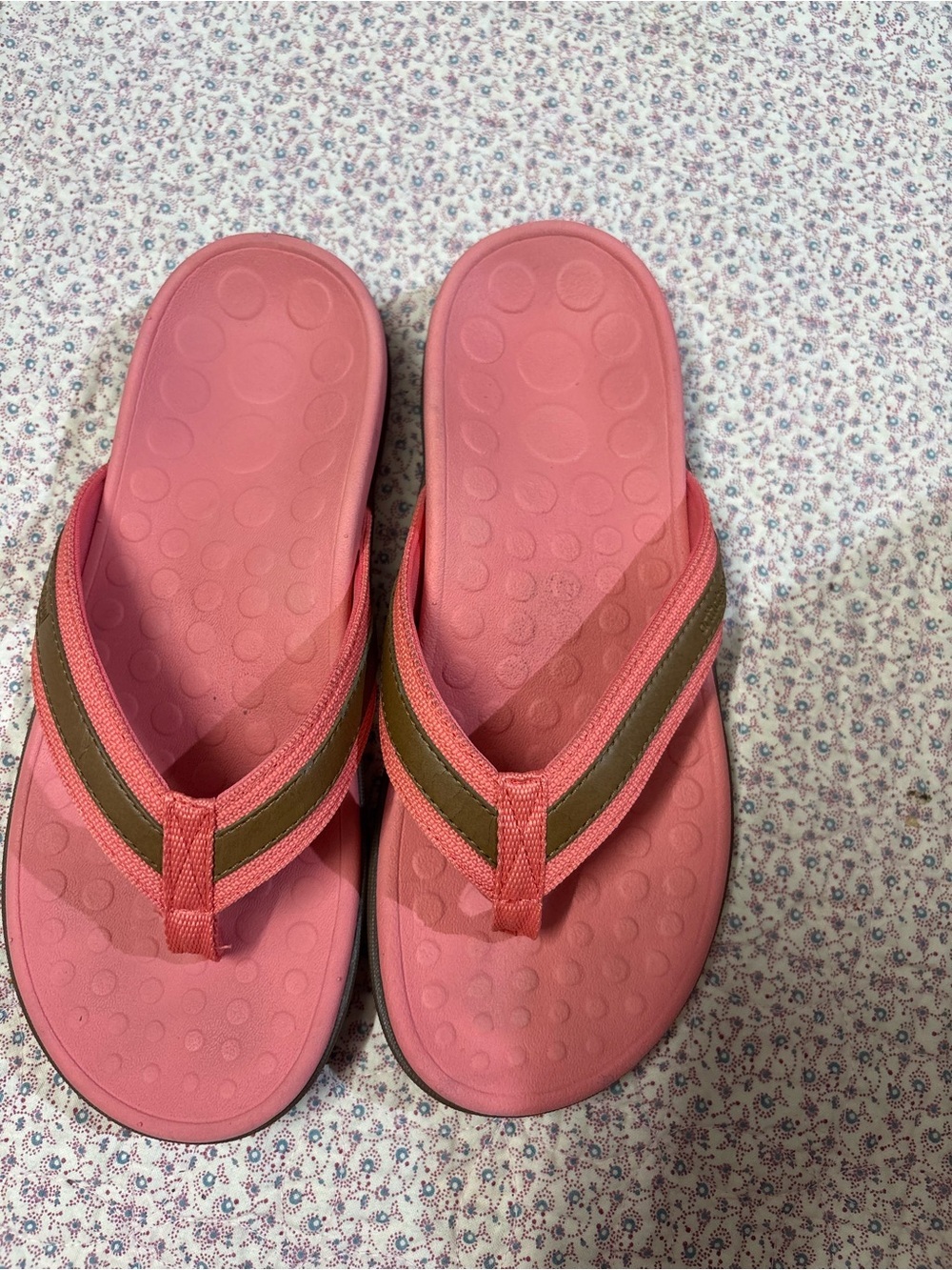 orthaheel Pink and Brown Women's Flip Flop Sandals